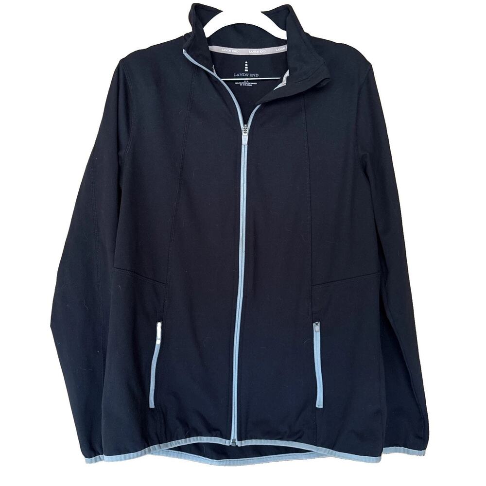 Lands' End Jacket Womens Medium Full Zip Performance Stretch Thumbholes Pockets